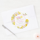 Lemonade Floral Birthday Ronde Sticker (Envelop)