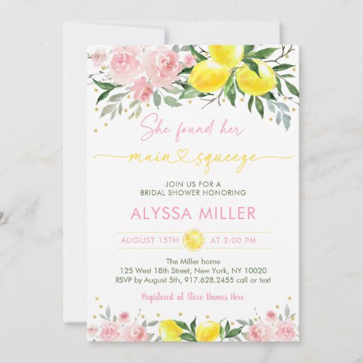 Lemonade Main Squeeze Pink Floral Vrijgezellenfees Kaart (Voorkant)