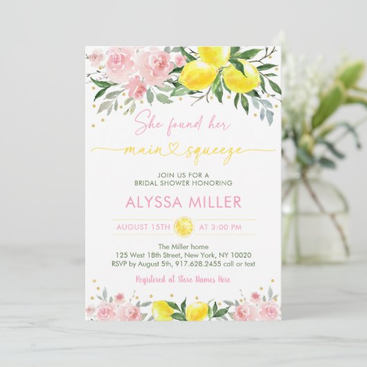 Lemonade Main Squeeze Pink Floral Vrijgezellenfees Kaart (Staand voorkant)
