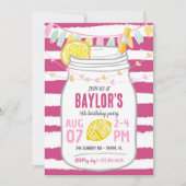 Lemonade Mason Jar Summer Birthday Invitation Kaart (Voorkant)