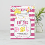 Lemonade Mason Jar Summer Birthday Invitation Kaart (Staand voorkant)