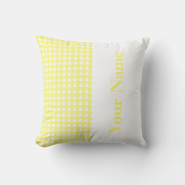 Lemonade Modern Houndstooth met naam Kussen (Voorkant)