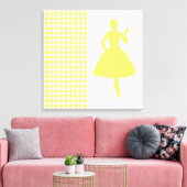 Lemonade Modern Houndstooth w/mode Silhouette Canvas Afdruk (Insitu (Woonkamer))