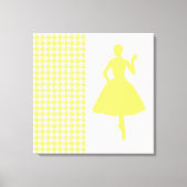 Lemonade Modern Houndstooth w/mode Silhouette Canvas Afdruk (Voorkant)