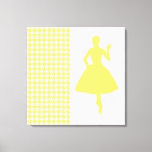 Lemonade Modern Houndstooth w/mode Silhouette Canvas Afdruk