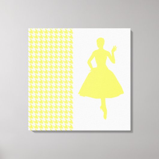 Lemonade Modern Houndstooth w/mode Silhouette Canvas Afdruk (Voorkant)