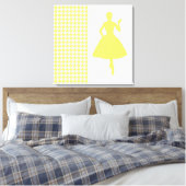 Lemonade Modern Houndstooth w/mode Silhouette Canvas Afdruk (Insitu (Slaapkamer))