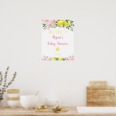 Lemonade Pink Floral Baby shower Welkom Poster (Keuken)