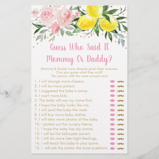 Lemonade Pink Gold Floral raad wie zei dat het spe (Voorkant)