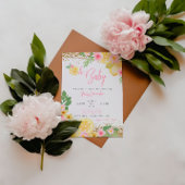 Lemonade roze bloemig Baby shower Kaart