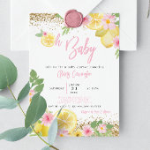 Lemonade roze bloemig Baby shower Kaart