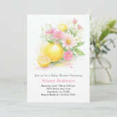 Lemonade roze bloesem meisje Baby shower Kaart (Staand voorkant)