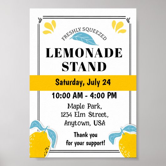 Lemonade stand event poster (Voorkant)
