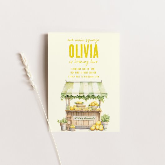 Lemonade Stand Main Squeeze Verjaardag Uitnodigen Kaart