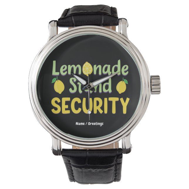 Lemonade Stand Security Funny Summer Citrus CEO  Horloge (Voorkant)