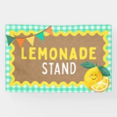 Lemonade Stand Tekenen voor Kids Booth Gingham Lem Spandoek (Horizontaal)