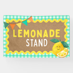 Lemonade Stand Tekenen voor Kids Booth Gingham Lem Spandoek