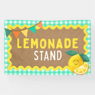 Lemonade Stand Tekenen voor Kids Booth Gingham Lem Spandoek