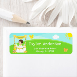 Lemonade Stand Verjaardag Bruin Haar Jongen Etiket