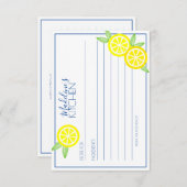 Lemonade SUMMER CITRUS vrijgezellenfeest RECIPE Informatiekaartje (Voorkant / Achterkant)