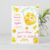 Lemonade Summer Confetti Cute Girl Birthday Kaart (Staand voorkant)
