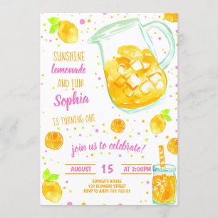Lemonade Summer Confetti Cute Girl Birthday Kaart