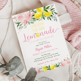 Lemonade Sunshine Pink Floral Baby shower Kaart
