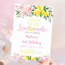 Lemonade Sunshine Pink Floral Birthday Kaart
