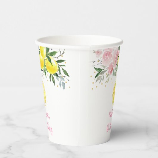 Lemonade Sunshine Pink Floral Birthday Papieren Bekers (Rechts)