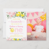 Lemonade Sunshine Pink Floral eerste verjaardag Kaart (Voorkant)