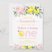 Lemonade Sunshine Pink Floral eerste verjaardag Kaart (Voorkant)