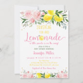 Lemonade Sunshine Pink Gold Floral Baby shower Kaart (Voorkant)