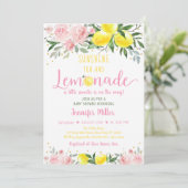 Lemonade Sunshine Pink Gold Floral Baby shower Kaart (Staand voorkant)
