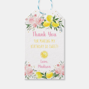 Lemonade Sunshine Pink Gold Floral Birthday Cadeaulabel