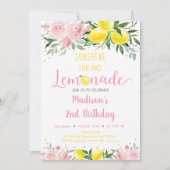 Lemonade Sunshine Pink Gold Floral Birthday Kaart (Voorkant)