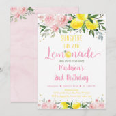 Lemonade Sunshine Pink Gold Floral Birthday Kaart (Voorkant / Achterkant)