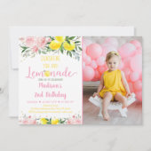 Lemonade Sunshine Pink Gold Floral Birthday Kaart (Voorkant)