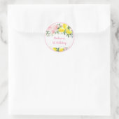 Lemonade Sunshine Pink Gold Floral Birthday Ronde Sticker (Tas)