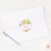Lemonade Sunshine Pink Gold Floral Birthday Ronde Sticker (Envelop)