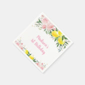 Lemonade Sunshine Pink Gold Floral Birthday Servet (Hoek)