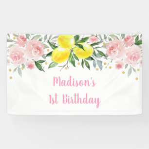 Lemonade Sunshine Pink Gold Floral Birthday Spandoek