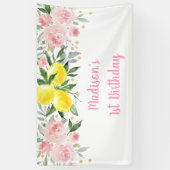 Lemonade Sunshine Pink Gold Floral Birthday Spandoek (Verticaal)