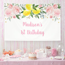 Lemonade Sunshine Pink Gold Floral Birthday Spandoek