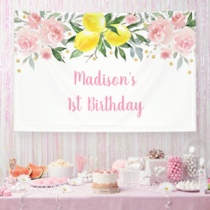 Lemonade Sunshine Pink Gold Floral Birthday Spandoek