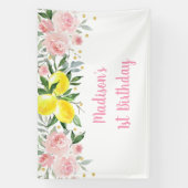 Lemonade Sunshine Pink Gold Floral Birthday Spandoek (Verticaal)