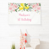 Lemonade Sunshine Pink Gold Floral Birthday Spandoek (Insitu)