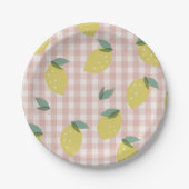 Lemonade Sunshine Pink Pset First Birthday Papieren Bordje (Voorkant)