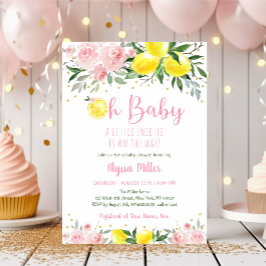 Lemonade Sweetie Pink Floral Baby shower Kaart