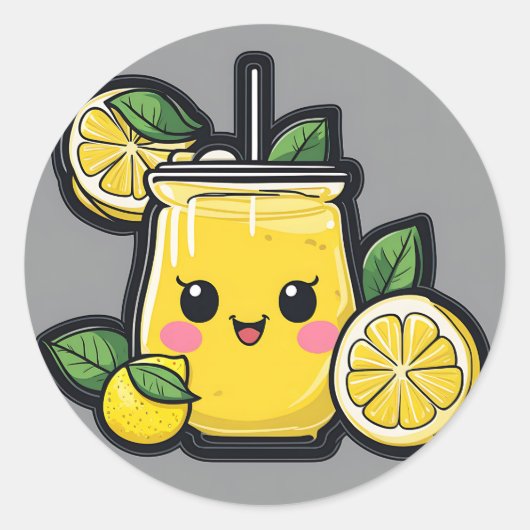 Lemonade Verfrissende Drink Ronde Sticker (Voorkant)