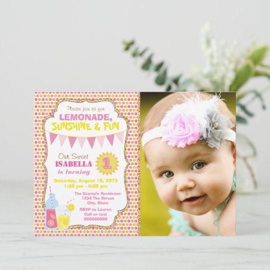 Lemonade verjaardagsfeest Foto Lemonade Party Kaart (Staand voorkant)
